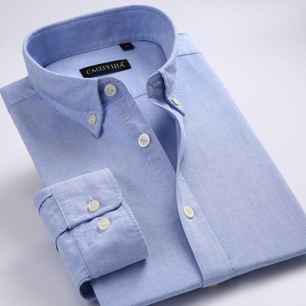 

men's fitted button-collar solid oxford cotton shirt casual standard-fit long sleeve male clothes camisas de hombre, White;black