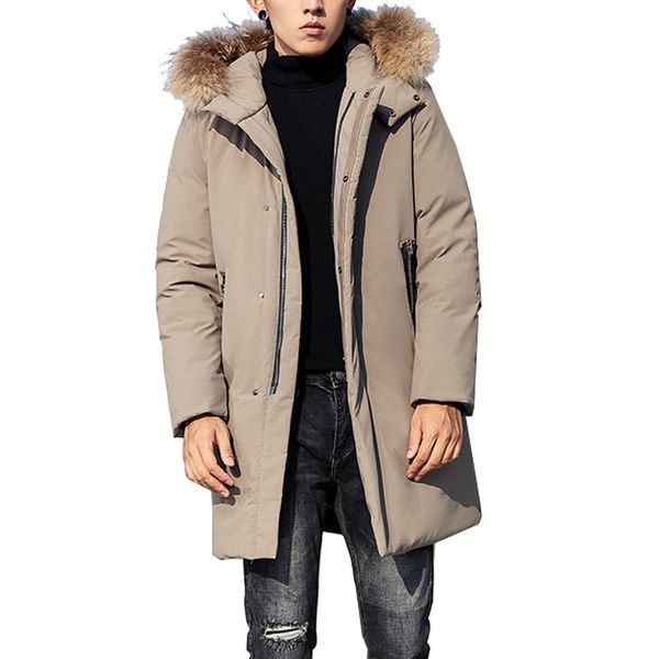

2018 long men down jacket thick warm men winter duck down jacket fur collar hooded male clothes eslite hyun, Black