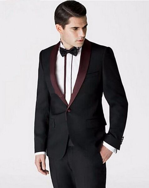 

new classic design groom tuxedos groomsmen one button black shawl lapel man suit wedding men's blazer suits (jacket+pants+tie) 1254, Black;gray