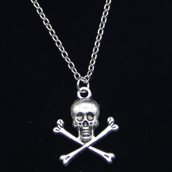 

20pcs new fashion necklace 24x19mm skull skeleton bone silver pendants short long women men colar gift jewelry choker