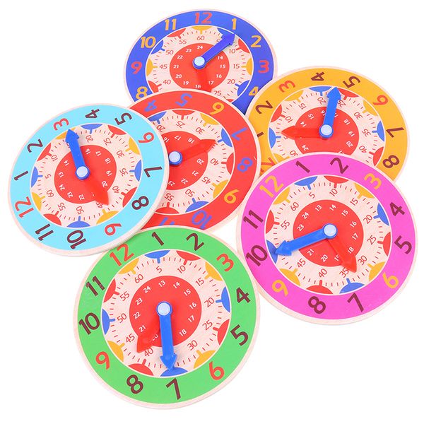 

children montessori wooden clock toys hour minute second cognition colorful clocks toys for kids early preschool teaching aids
