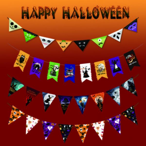 

halloween bunting 3 meters orange ghost and pumpkin halloween banner decoration