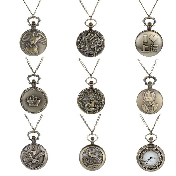 

2019 new personalized pattern steampunk vintage quartz roman numerals pocket watch #ne1210, Slivery;golden