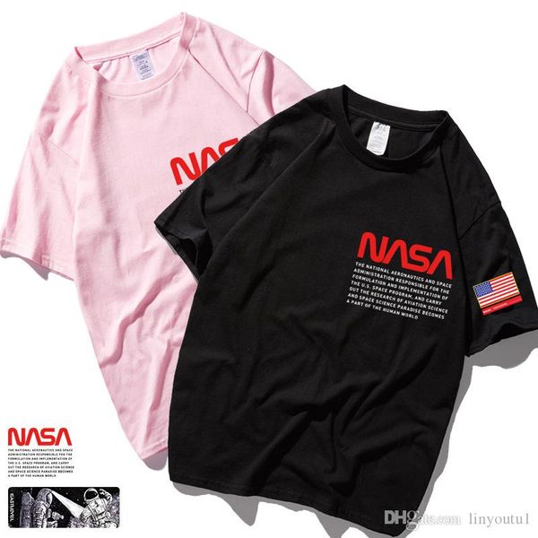 

nasa space tshirt retro t-shirt harajuku men cotton shirts nasa graphics t shirt casual white black shirt men tee