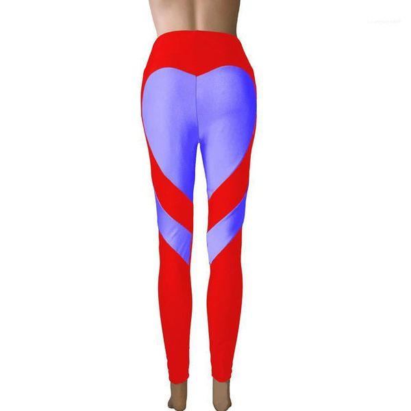 

printed womens leggings contrast color skinny sports womens long pants stretch mid waist ladies apparel heart, Black