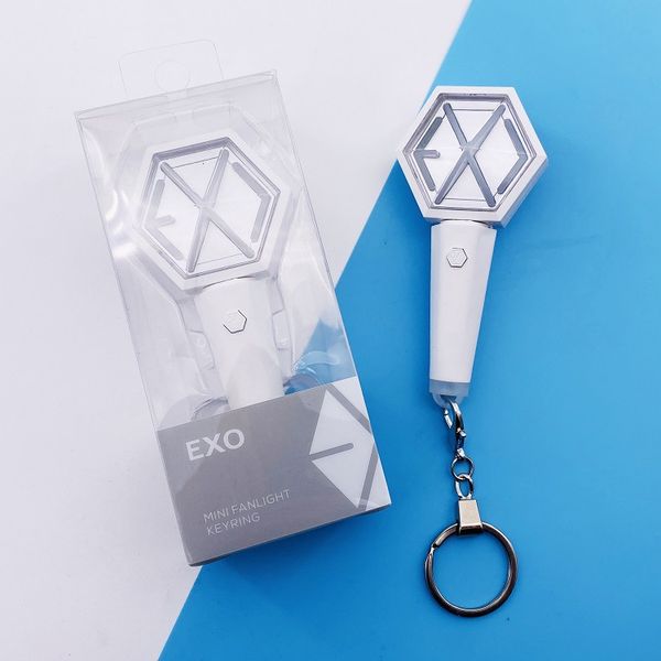 

kpop exo mini fanlight keyring concert support lightstick hammer light led hand lamp exo light stick keychain fans collection, Silver