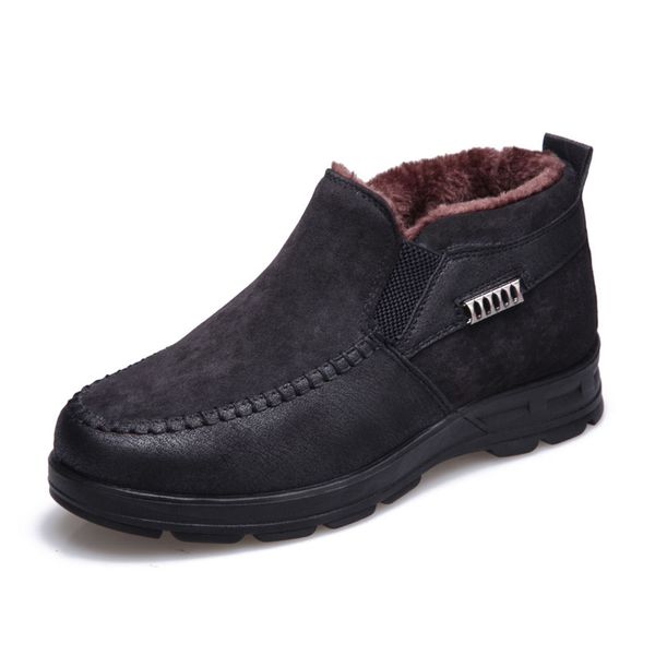 

2019 winter boots for men winter shoes warm plush fur snow boots male ankle men's bota masculina botas hombre, Black