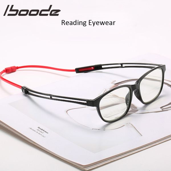 

iboode magnetic foldable reading glasses men women anti blue light reading glasses presbyopic adjustable +1.0 to +4.0, White;black