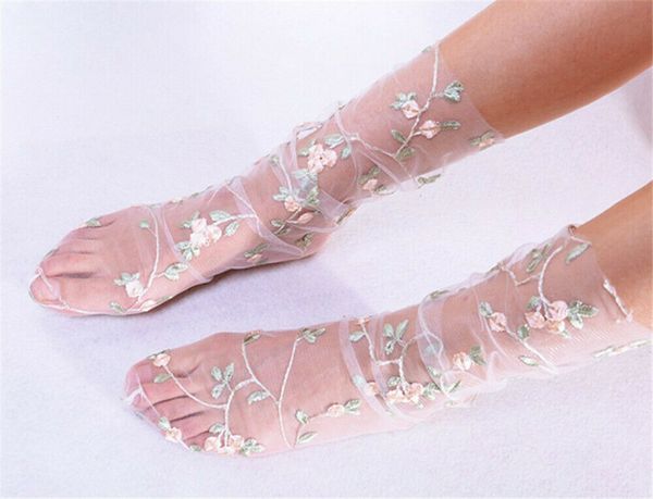 

2019 fashion thefound new style vintage women ruffle bow fishnet ankle high socks mesh lace fish net short socks, Black;white