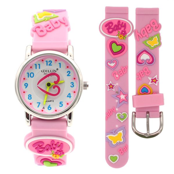 

girls waterproof 3d butterfly watch cartoon watch kids watches rubber quartz watch children hour reloj montre relog, Slivery;brown