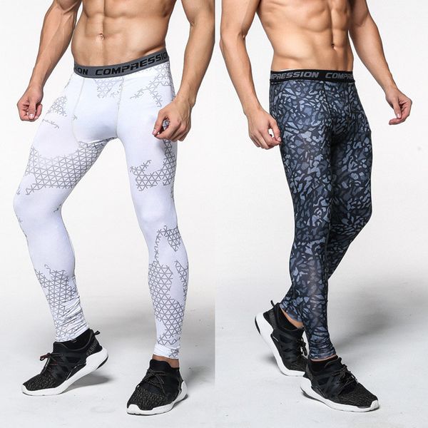 

2017 new men camouflage/compression tights/leggings running sports/gym male trousers/capris of fitness/pants of quick-drying, Black;blue