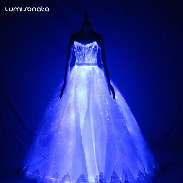 

glow-in-the-drak wedding dress sazzling princess dress, White;black