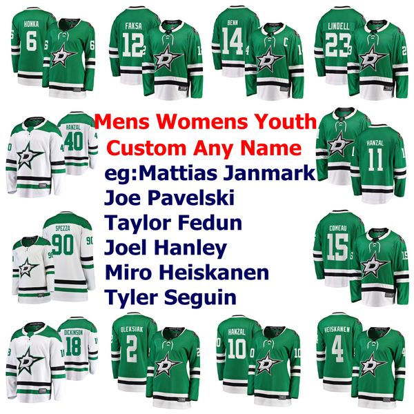 

dallas stars jerseys mattias janmark jersey joe pavelski taylor fedun joel hanley miro heiskanen green white hockey jerseys custom stitched, Black;red
