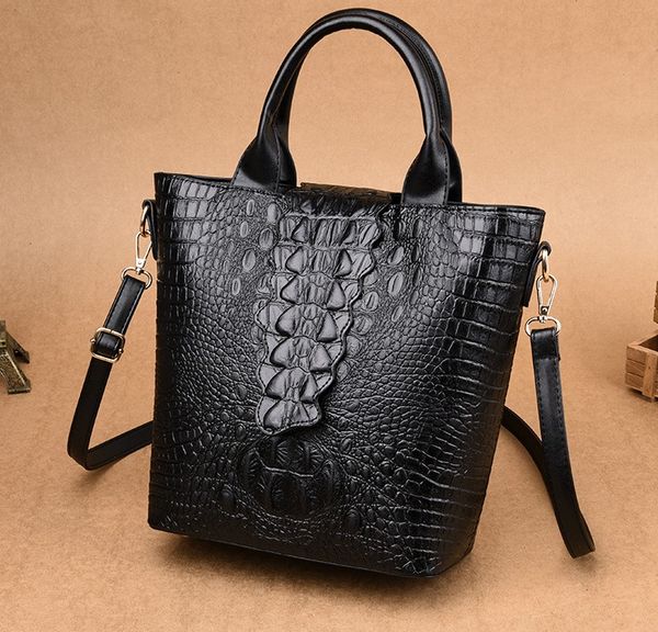 

european and american style fashion handbags new solid color crocodile design high-grade ladies outdoor leisure shoulder bags