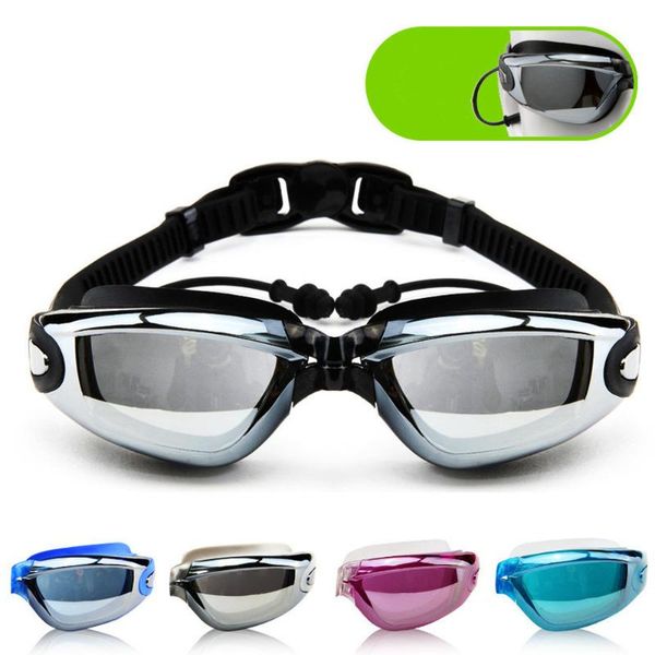 

swimming goggles swim goggles with mirror coated lense and earplug anti-fog uv protection swim glasses for men women