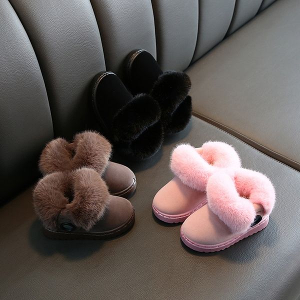 

winter warm shoe kids baby plus cashmere shoes for boy girl toddler boots pu leather waterproof non-slip plush infant snow boots, Black;grey
