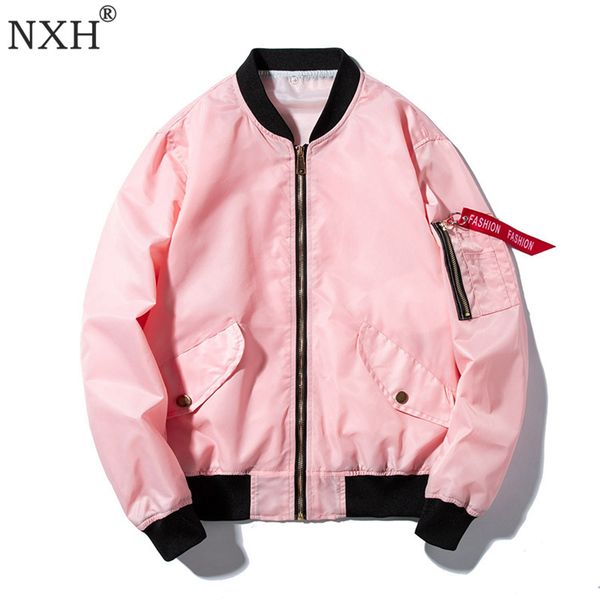 

nxh thin 8 colors available couple colorful bomber jaket pink white streetwear spring and autumn baseball coat ma1 pilot jacket, Black;brown