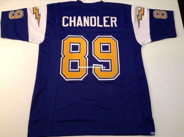 

retro custom sewn stitched #89 wes chandler blue mitchell & ness jersey s-5xl,6xl men's football jerseys rugby, Black;blue