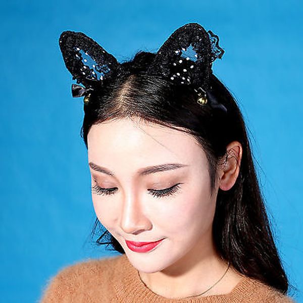 

cute kitty ears pub black lace cat ears headband animal party costume party hair accessory party hair decoration