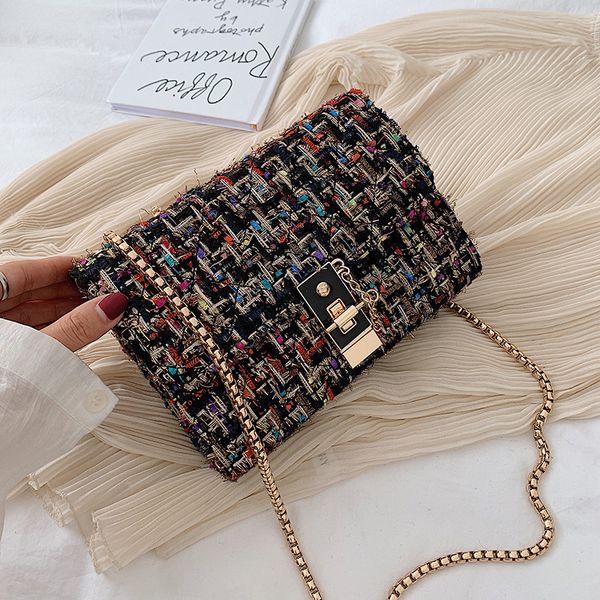 

2020 new korean woolen chain shoulder bag fashion messenger small square bag