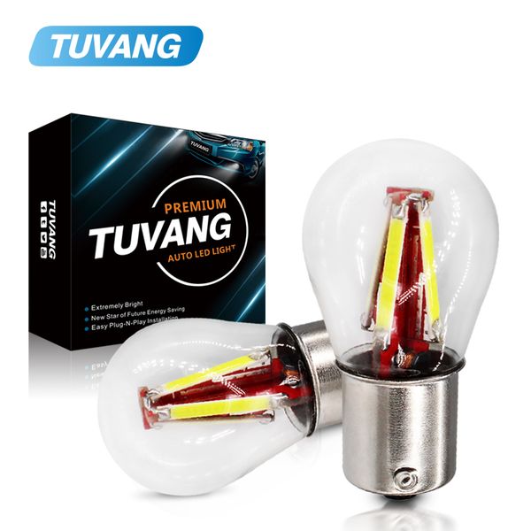 

2x 1156 bau15s py21w s25 warm white turn signal light cob led parking lamp brake lights reverse lamp drl car tail bulb