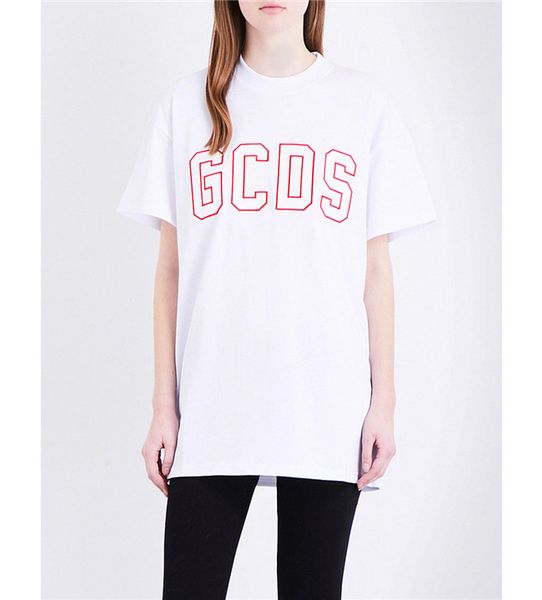 

18ss gcds oversize роскошные повседневные сплошной цвет с коротким рукавом мужчины женщины летняя улица скейтборд футболка, White;black