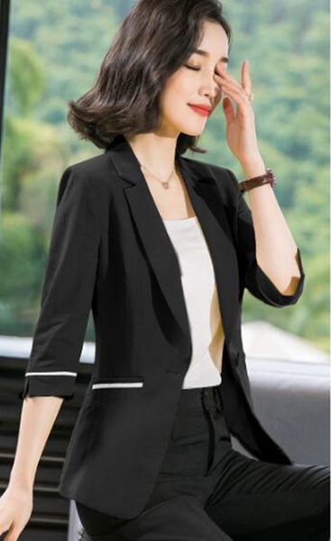 

the woman spring and autumn high-quality goods han version new fund tide individual character slender seven points sleeve suit coat / s-4xl, White;black