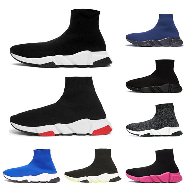 

2020 designer men women speed trainer sock shoes black white red glitter pink casual shoes mens trainers runner size 36-45