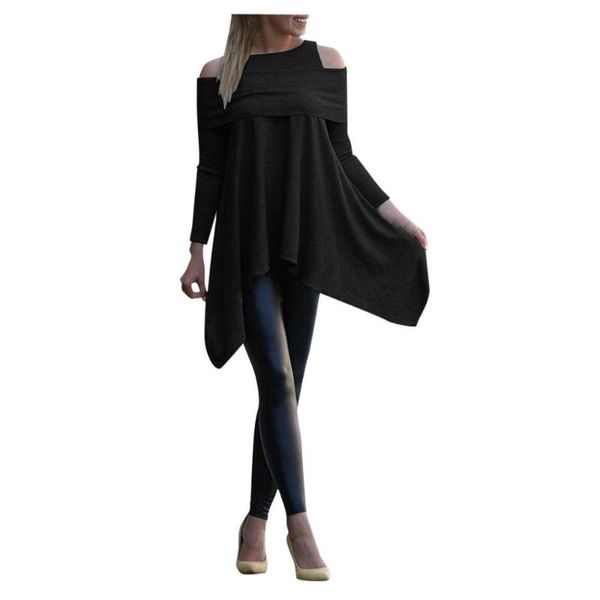 

women's blouses & shirts winter womens blouse solid long sleeve irregular girl sweatshirt loose print pullover female, White