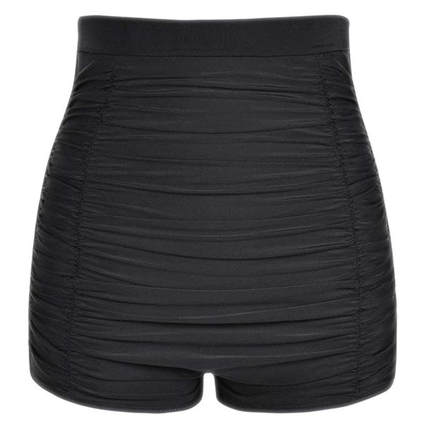 

solid color black blue women plus size high waist bikini bottoms swim briefs beach shorts ruched bottom pleated bathing suit