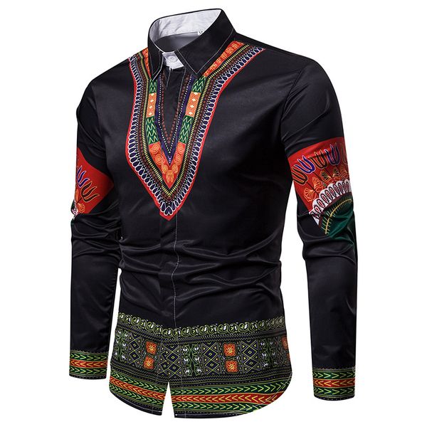 

african dashiki shirt men clothes 2018 brand new slim fit long sleeve mens dress shirts streetwear shirt male africa clothing, Red
