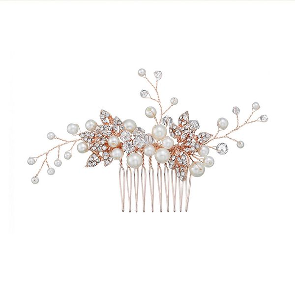 2020 Simple Bride Hair Accessories Rose Gold Water Diamond Pearl