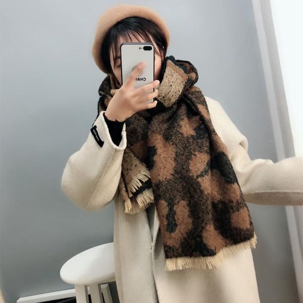 

fashion women winter tassel reversible leopard print pattern long scarf warm scarf