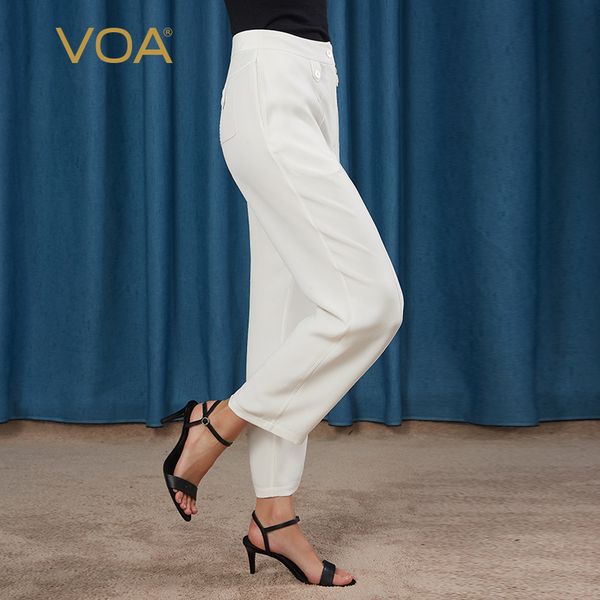 

voa silk 30mm white heavy silk xie cha pocket natural waist crisp skin-friendly anti-wrinkle straight-leg pants ke33, Black;white