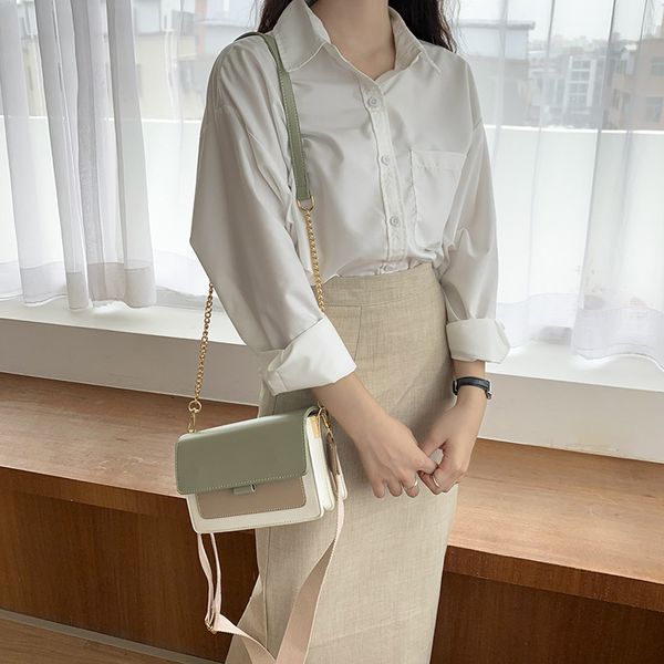 

contrast color leather crossbody bags for women 2020 travel handbag fashion simple shoulder messenger bag ladies cross body bag