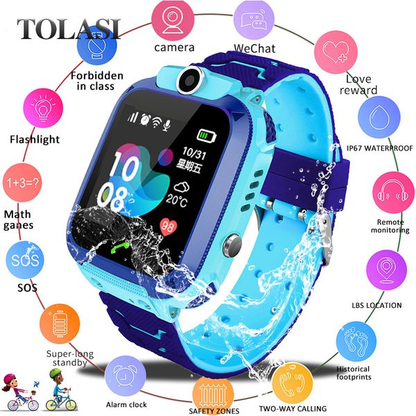 

kid smart watch lbs smartwatches baby watch children sos call location finder locator tracker anti lost monitor kid gift reloj, Blue