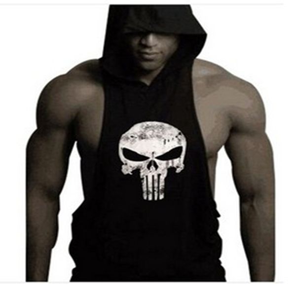 

new fashion cotton sleeveless shirts tank men fitness shirt mens singlet bodybuilding workout gym vest hoodies fitness men, White;black