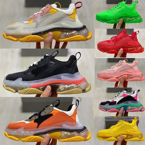 

triple-s 17fw crystal bottom luxury shoes paris platform sneakers classical casual dad shoes men women designer sneakers, Black