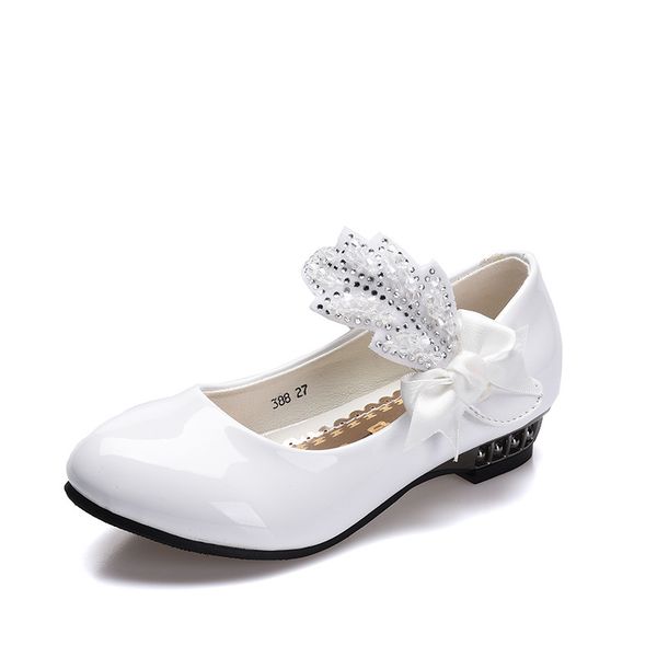 

2018 school shoes girls party shoes kids princess wedding white for girls dress childrens leather dancing shoe eu 26-41, Black;grey