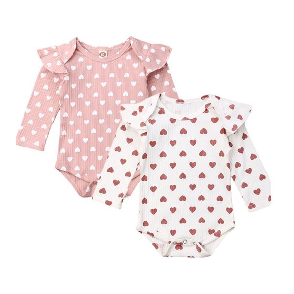 

pudcoco baby spring autumn clothing newborn kids baby girls ribbed ruffle hearts jumpsuit long sleeve bodysuit outfit, Blue