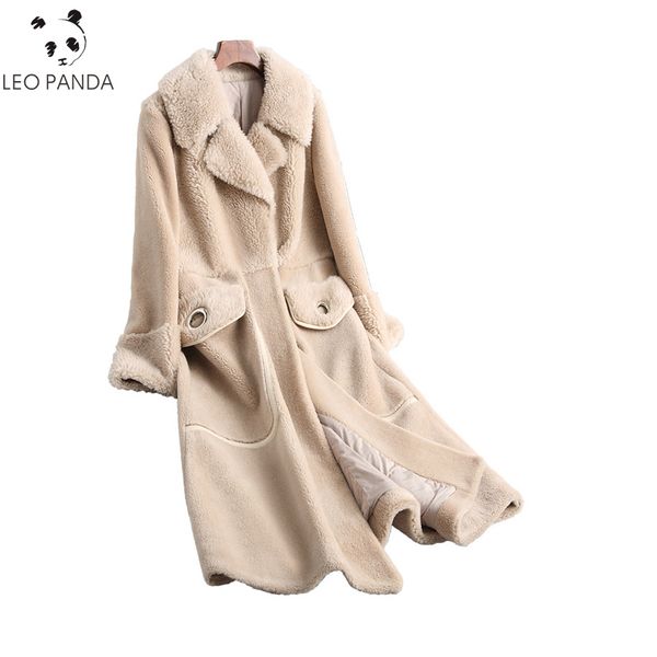 

luxury sheep shearing fur coats women 2018 fashion real wool fur coat female long warm winter jacket women casaco feminino, Black