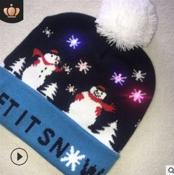 

Merry Christmas Adult Kid LED Light Up Cap Santa Claus Snowman Elk Hat Xmas Gift