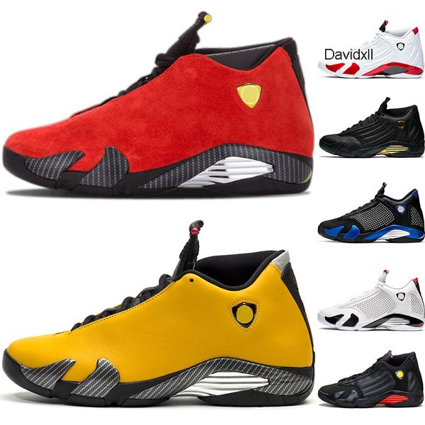 

14 candy cane 14s men jord*n basketball shoes black toe desert sand white red yellow mens trainer athletic sports sneakers wholesale