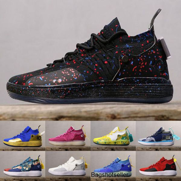 

mens trainers new kd 11 ep white orange foam pink paranoid oreo ice kids basketball shoes kevin durant xi kd11 sneakers, Black