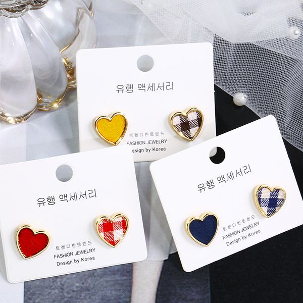 

jewelry supply love earrings women fashion simple plaid cloth stud earrings student personality earrings wholesale, Golden