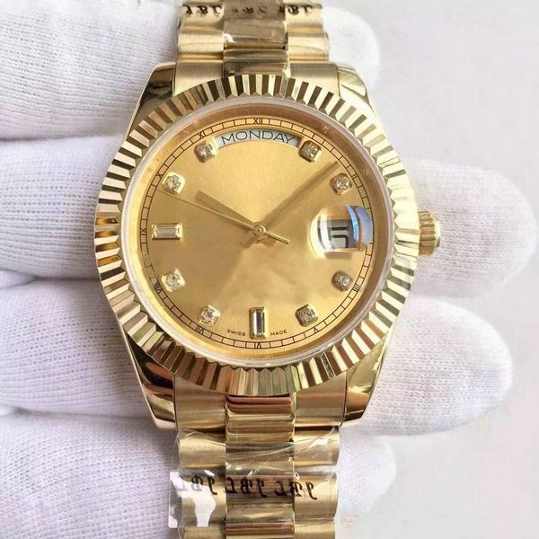 

горячие мужские часы продажа date серии 18kgold диск алмазный инкрустация 41мм автоматический механический сапфир с качеством часы президент, Slivery;brown