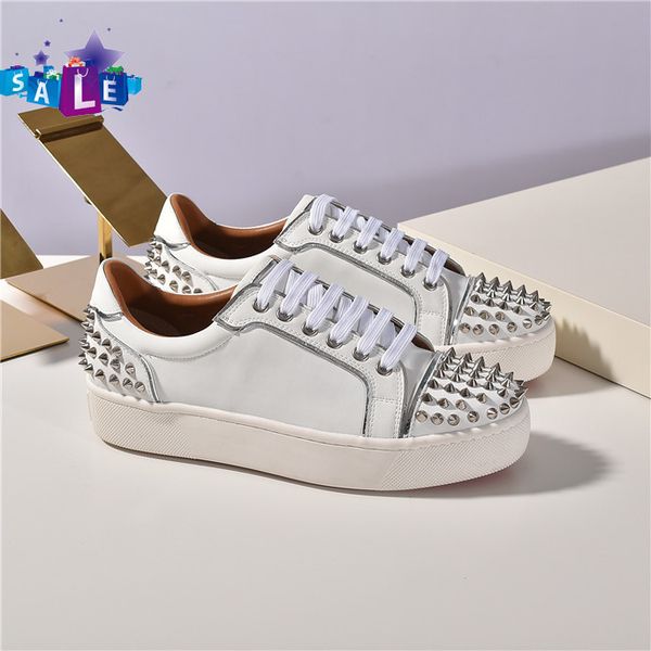 

оптовая продажа новое поступление кристал спайк носок донна плоские кроссовки дизайнерские мужские красные днища обувь женская заклепка колю, Black