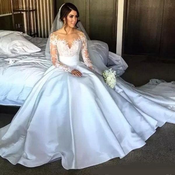 

steven khalil high side split lace mermaid wedding dresses with detachable over skirts long sleeve illusion bodice chapel bridal gowns 2020, White