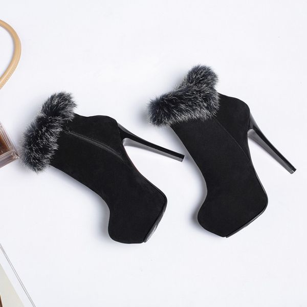 

big size 9 10 11 12 boots women shoes ankle boots for women ladies shoes woman winter matching stiletto heels, Black