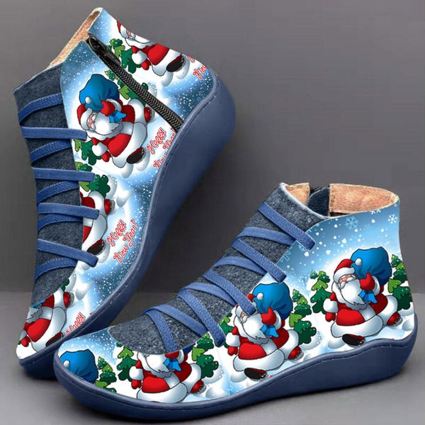 

women boots womens flats leather lace-up zipper round toe shoes ankle boots outdoor ladies shoes botas mujer winter warm new, Black